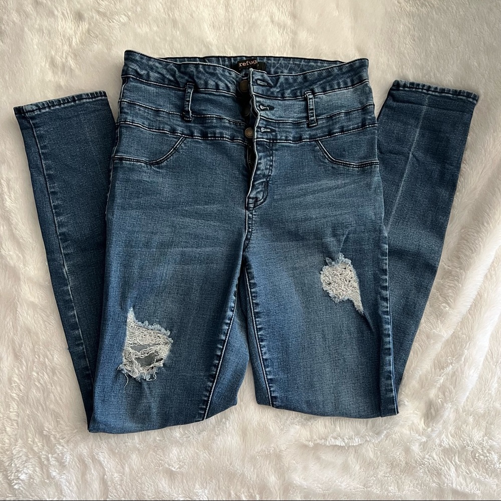 High Waisted Ripped Skinny Jeans